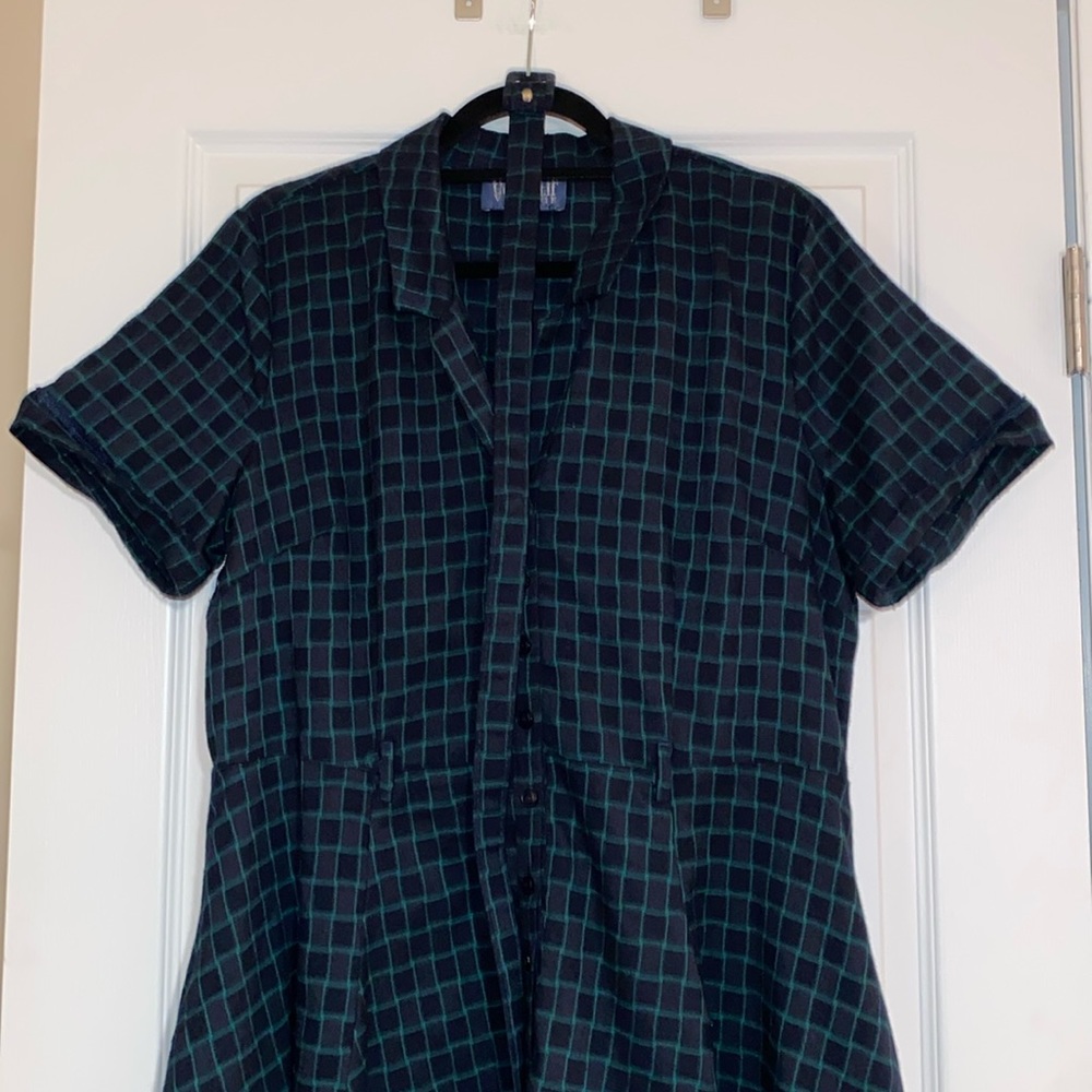 Collectif Caterina Swing Dress in green plaid
